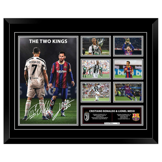 CRISTIANO RONALDO & LIONEL MESSI Soccer Barcelona Real madrid Limited Edition Photo Memorabilia Wooden Frame