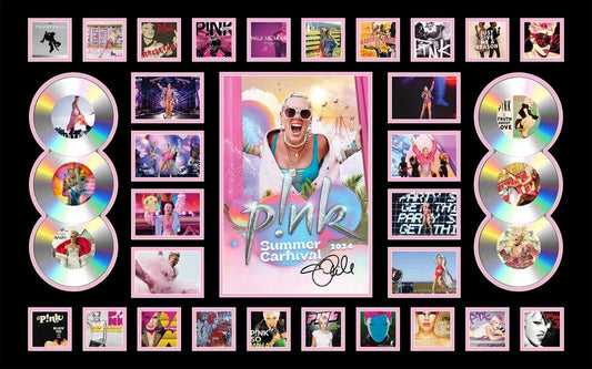 PINK SUMMER CARNIVAL 2024 AUSTRALIA TOUR 86CM x 56CM Signed Limited Photo Memorabilia Frame Wooden