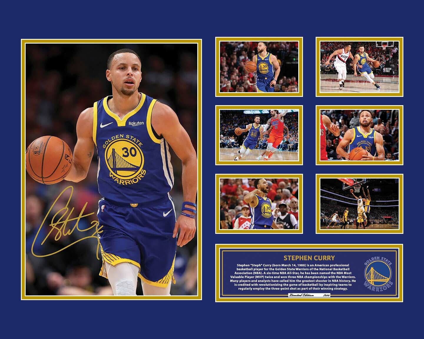 STEPHEN CURRY GOLDEN STATE WARRIORS Limited Edition Photo Memorabilia Wooden Frame - Homeware Discounts