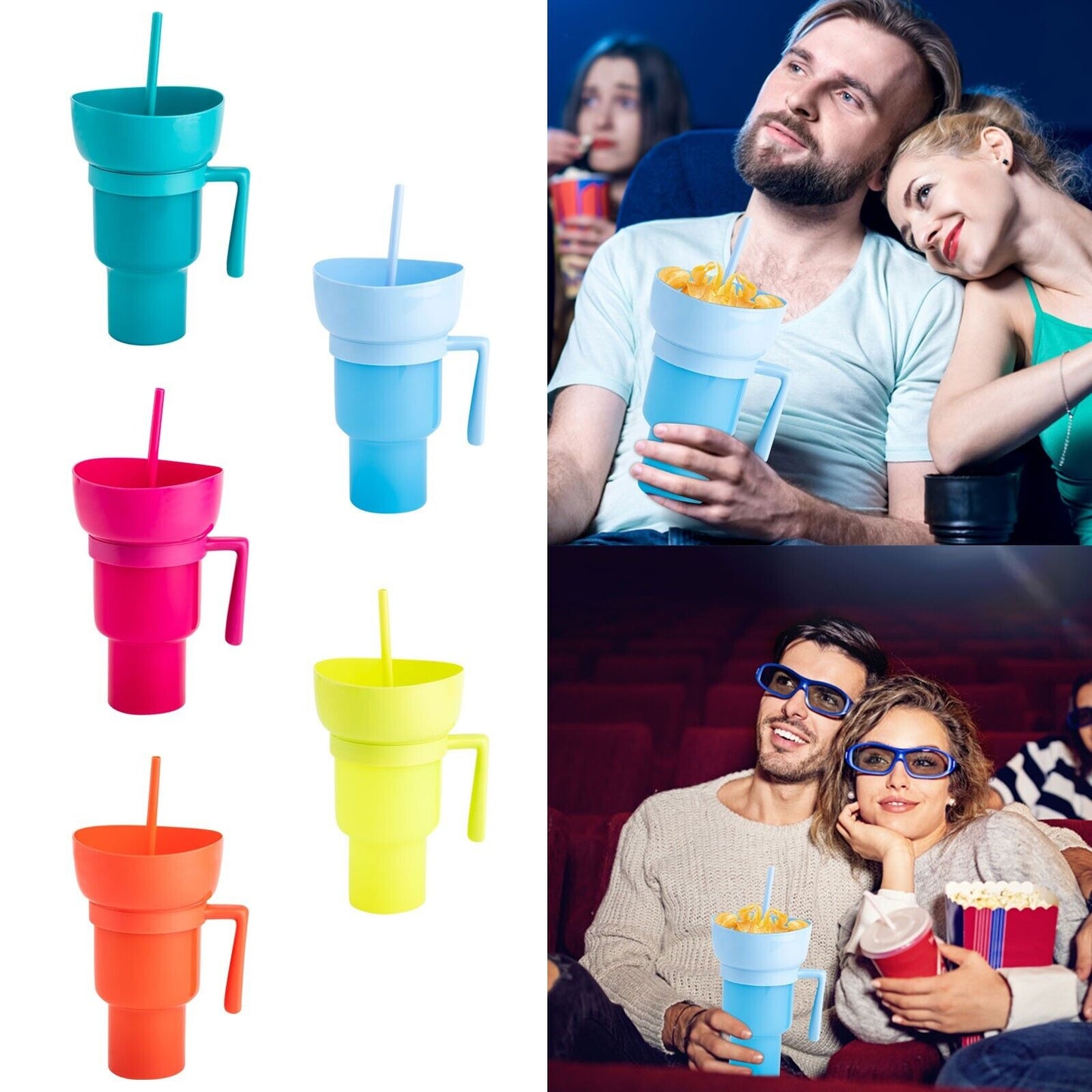 1L 32oz Reusable Cup Color Changing Stadium Tumbler Snack Bowl Cup Multifunctional Cup - Homeware Discounts