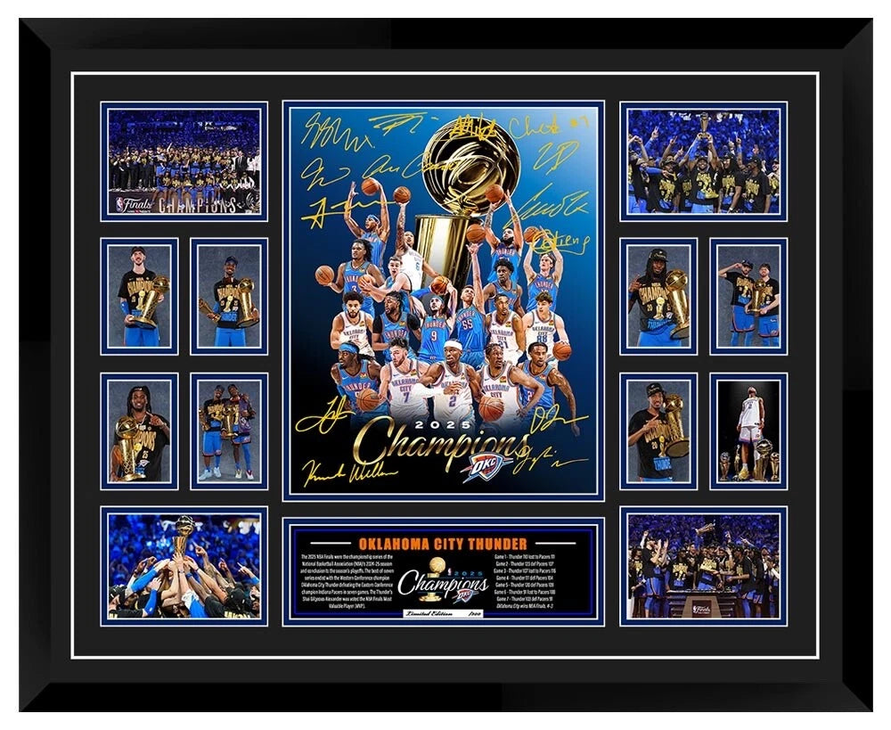 OKLAHOMA CITY THUNDER 2025 NBA CHAMPIONS Limited Edition Photo Memorabilia Wooden Frame