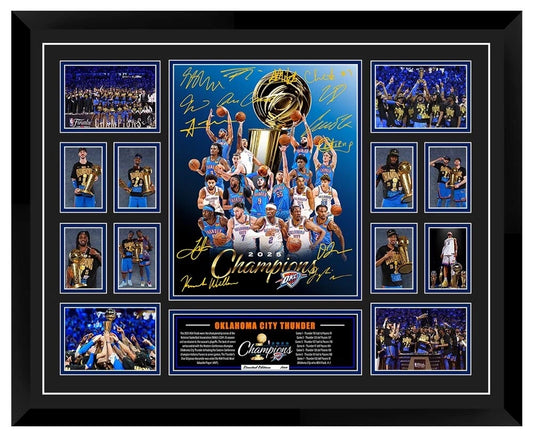 OKLAHOMA CITY THUNDER 2025 NBA CHAMPIONS Limited Edition Photo Memorabilia Wooden Frame