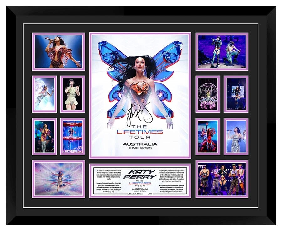 KATY PERRY THE LIFETIMES TOUR 2025 AUSTRALIA Signed Limited Edition Photo Memorabilia Wooden Frame