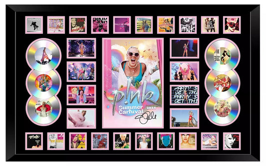 PINK SUMMER CARNIVAL 2024 AUSTRALIA TOUR 86CM x 56CM Signed Limited Photo Memorabilia Frame Wooden