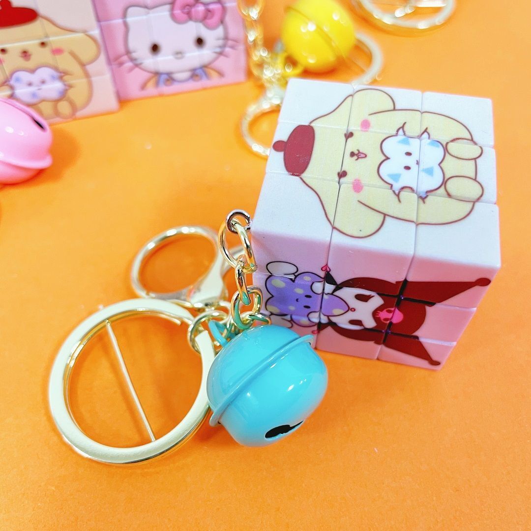 4pcs sanrio kuromi hello kitty my melody Rubiks cube toy keychain cube key ring chain - Homeware Discounts