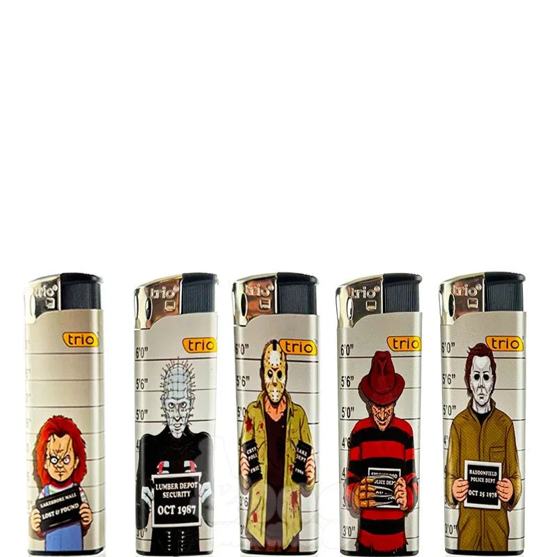 5 Pack TRIO cigarette Horror Movies Chucky Friday the 13th Design Disposable JET Gas Lighters Windproof - Homeware Discounts