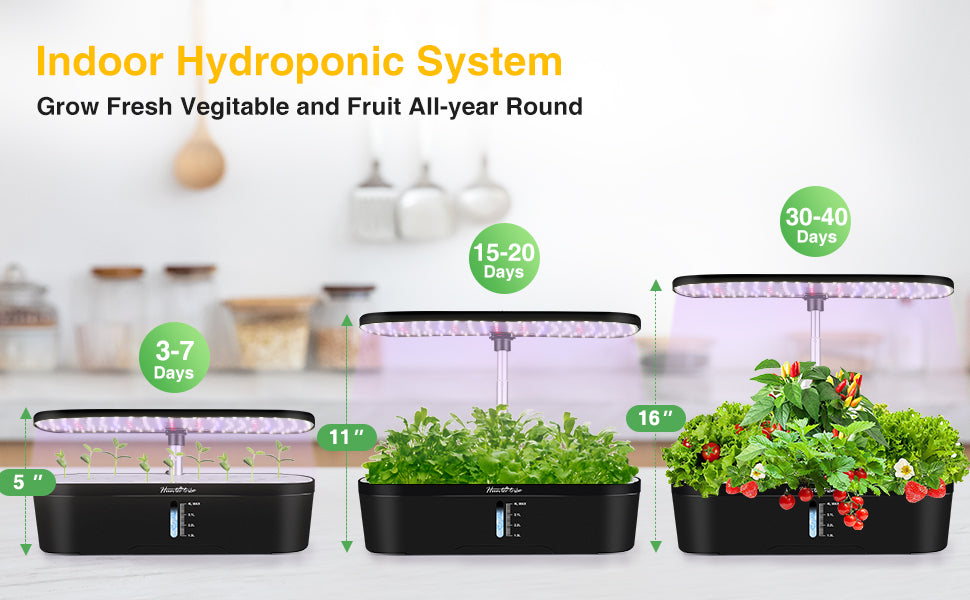Hydroponics Plant Growing System 12 Pods Indoor Herb Garden Kit Led Grow Light Automatic Germination Kit Garden Planter 4L - Homeware Discounts