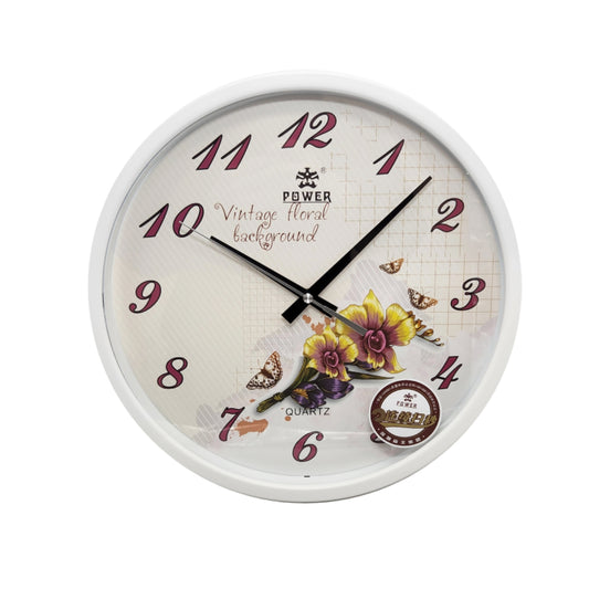 Concise Round Wall Clock Quartz - Floral 35CM - Homeware Discounts