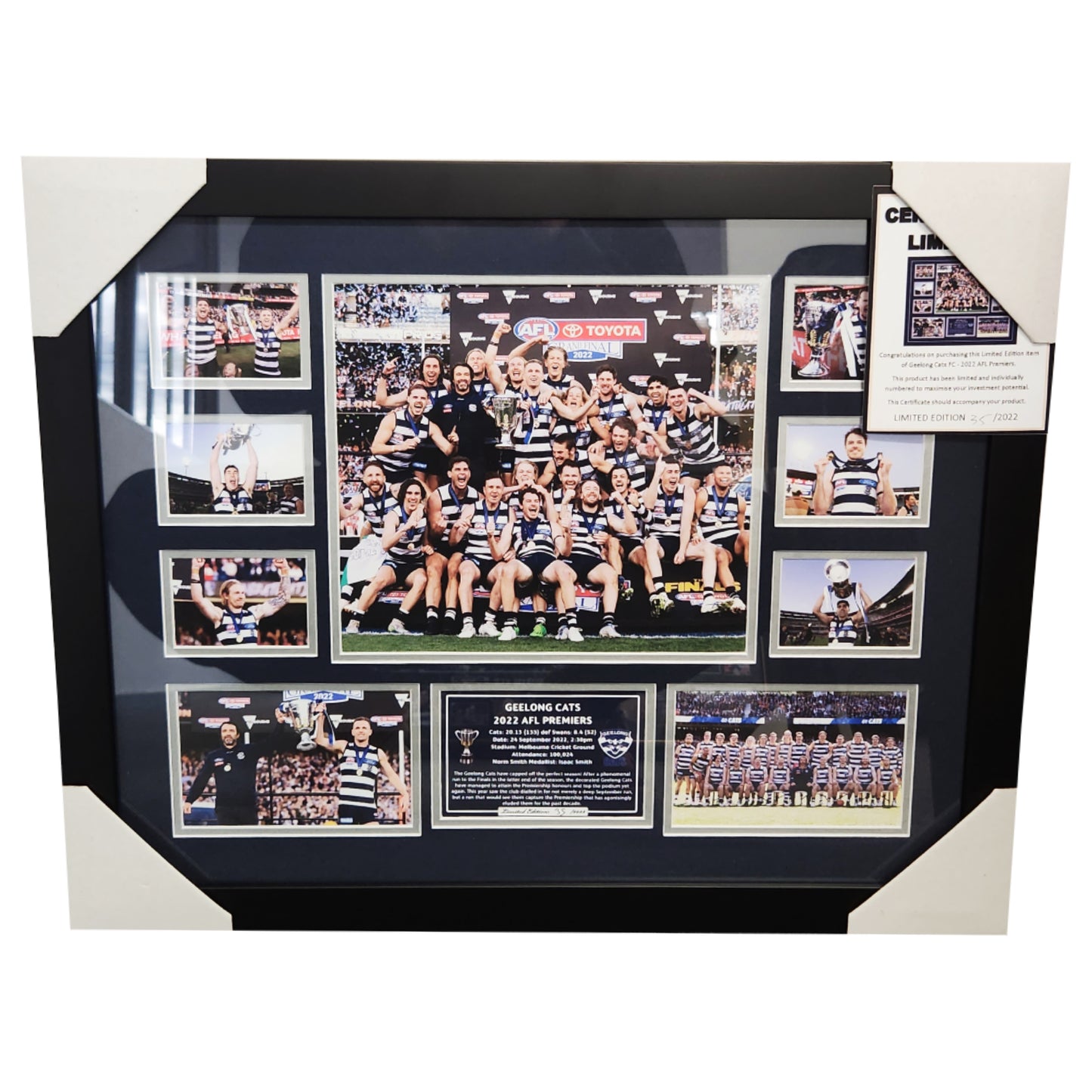 2022 Premiers Geelong Cats 56CM x 46CM Team Post Wooden Frame - Homeware Discounts