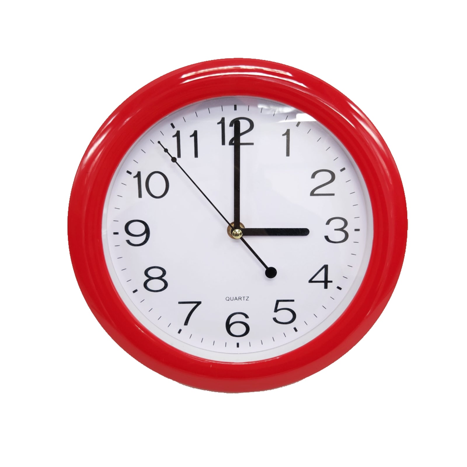 Concise Silent Non-Ticking Wall Clock Quartz 24cm - Red - Homeware Discounts