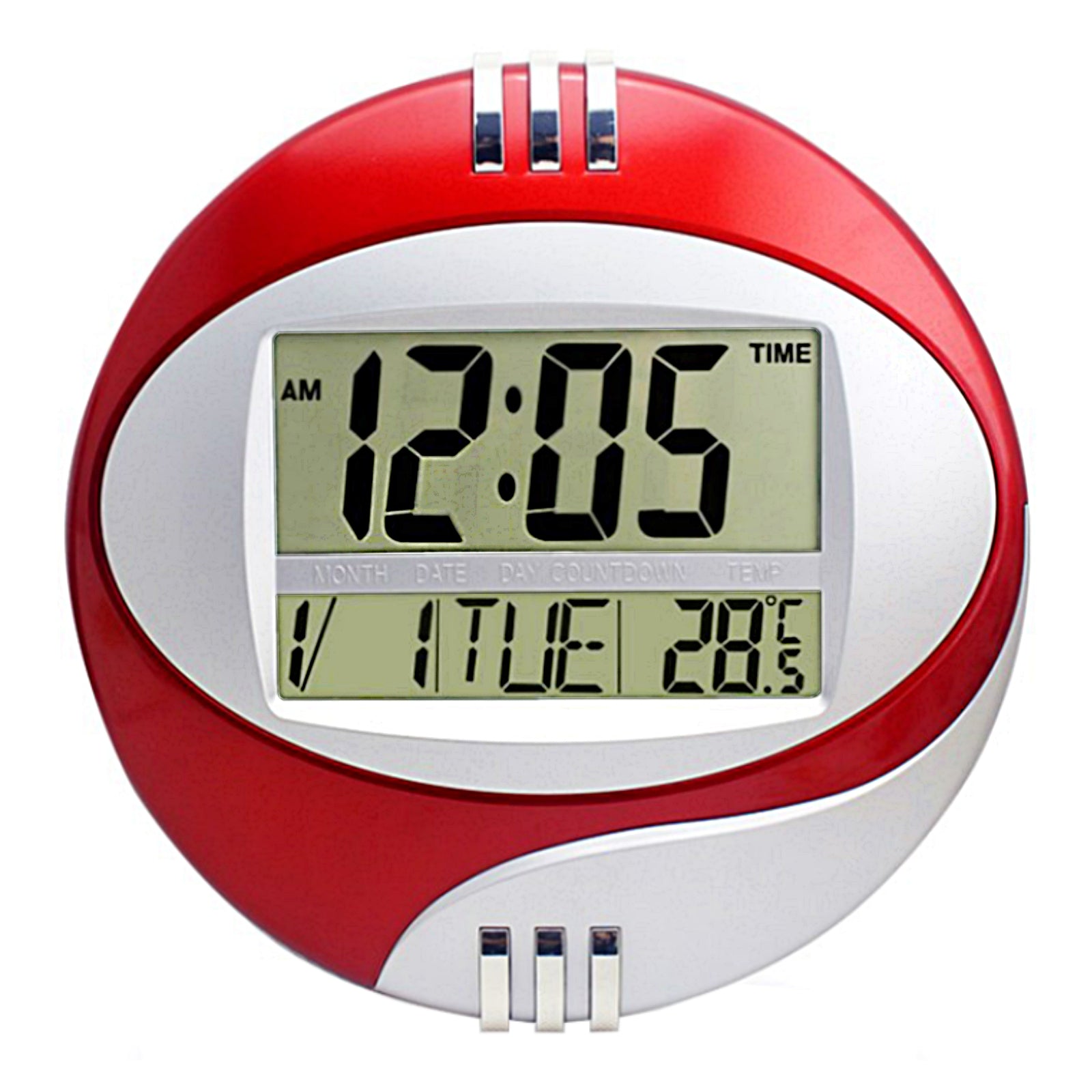 Digital Clock LCD wall clock Alarm Calendar And Temperature Wall Mountable- 27cm - Homeware Discounts