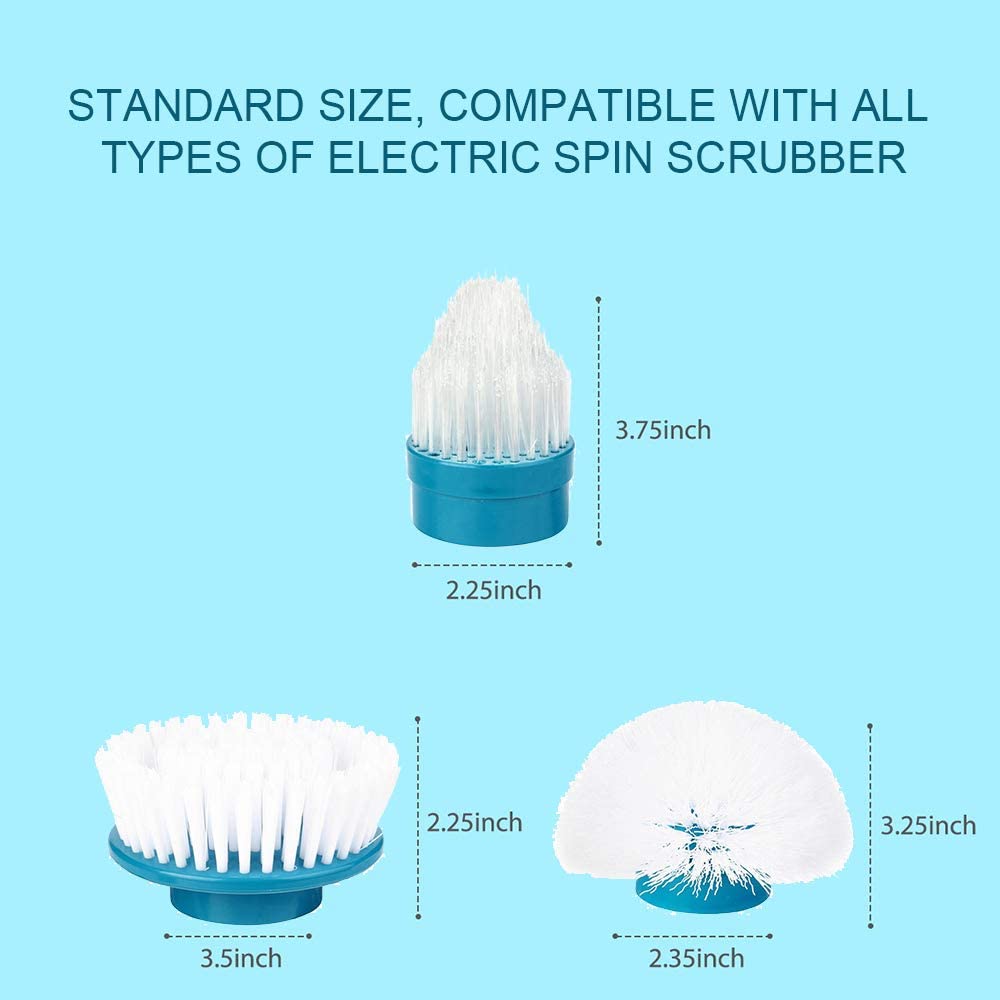 Replacement Brush Heads for Spin Mop Scrubber with multi-function set of 3 Flat,Dome,Corner - Homeware Discounts