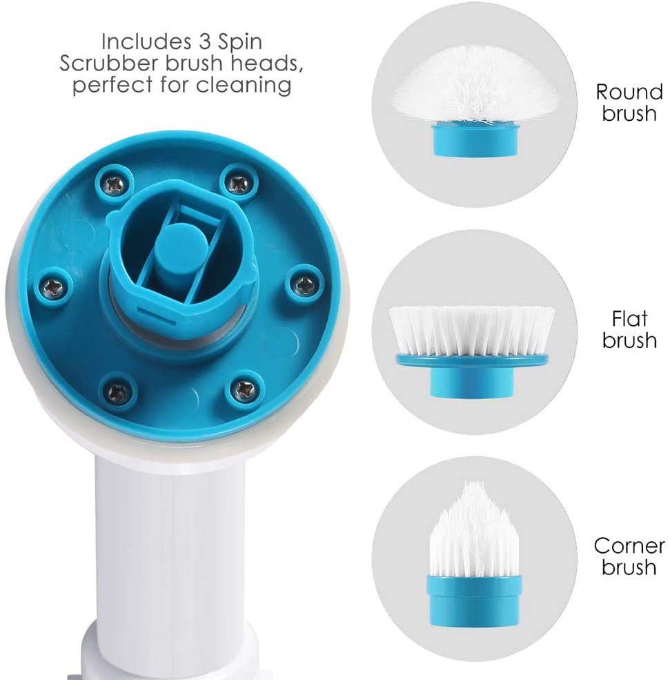 Replacement Brush Heads for Spin Mop Scrubber with multi-function set of 3 Flat,Dome,Corner - Homeware Discounts