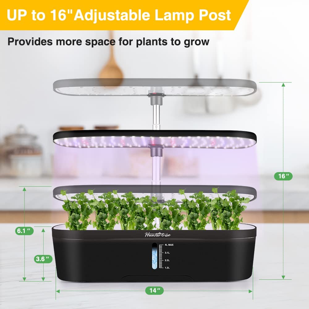 Hydroponics Plant Growing System 12 Pods Indoor Herb Garden Kit Led Grow Light Automatic Germination Kit Garden Planter 4L- White - Homeware Discounts