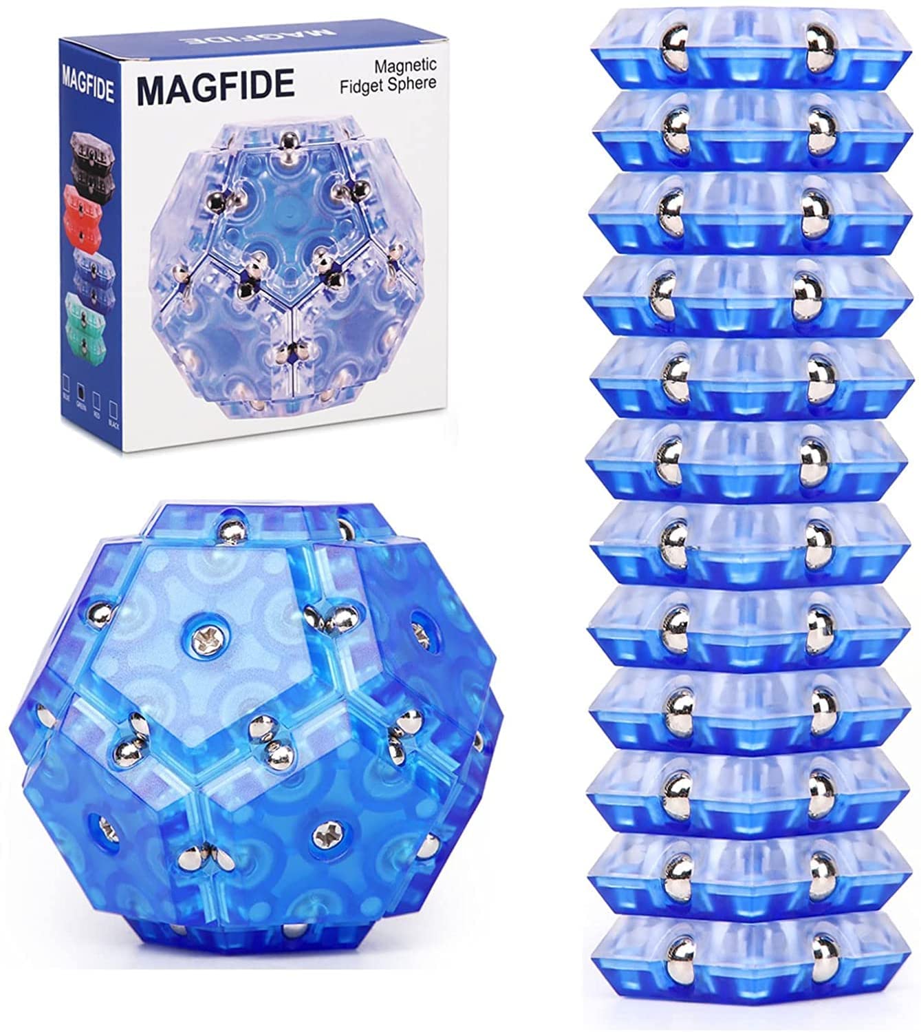Magnetic Fidget Sphere Pentagons Magnet Tiles Building Block Stress Relief Ball - Homeware Discounts