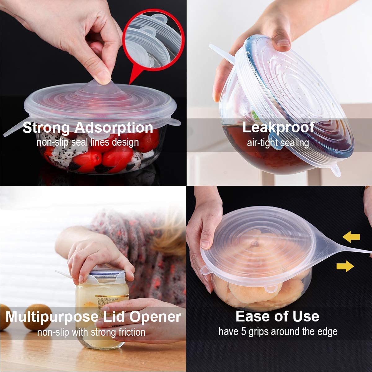 Reusable Silicone Food Cover Fresh Keeping Sealing Stretch Lid Container - Homeware Discounts