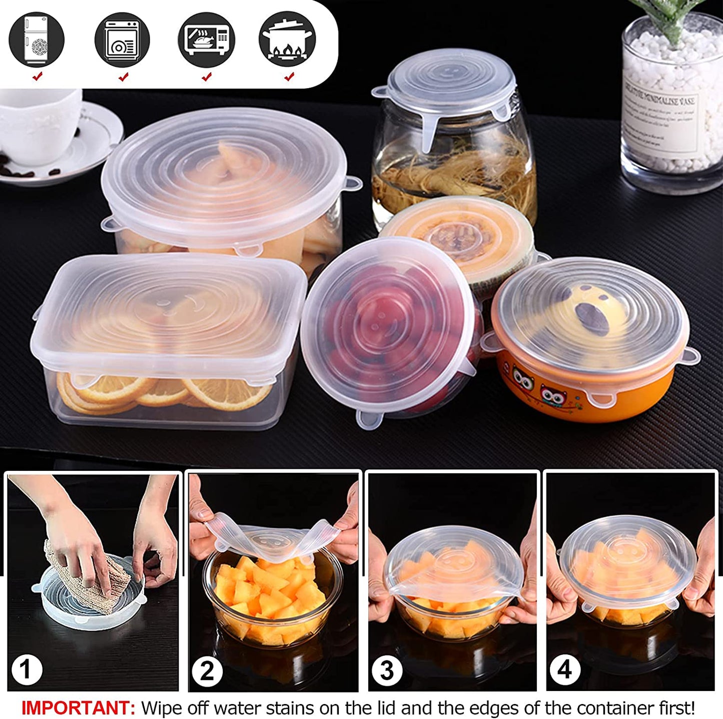 Reusable Silicone Food Cover Fresh Keeping Sealing Stretch Lid Container - Homeware Discounts