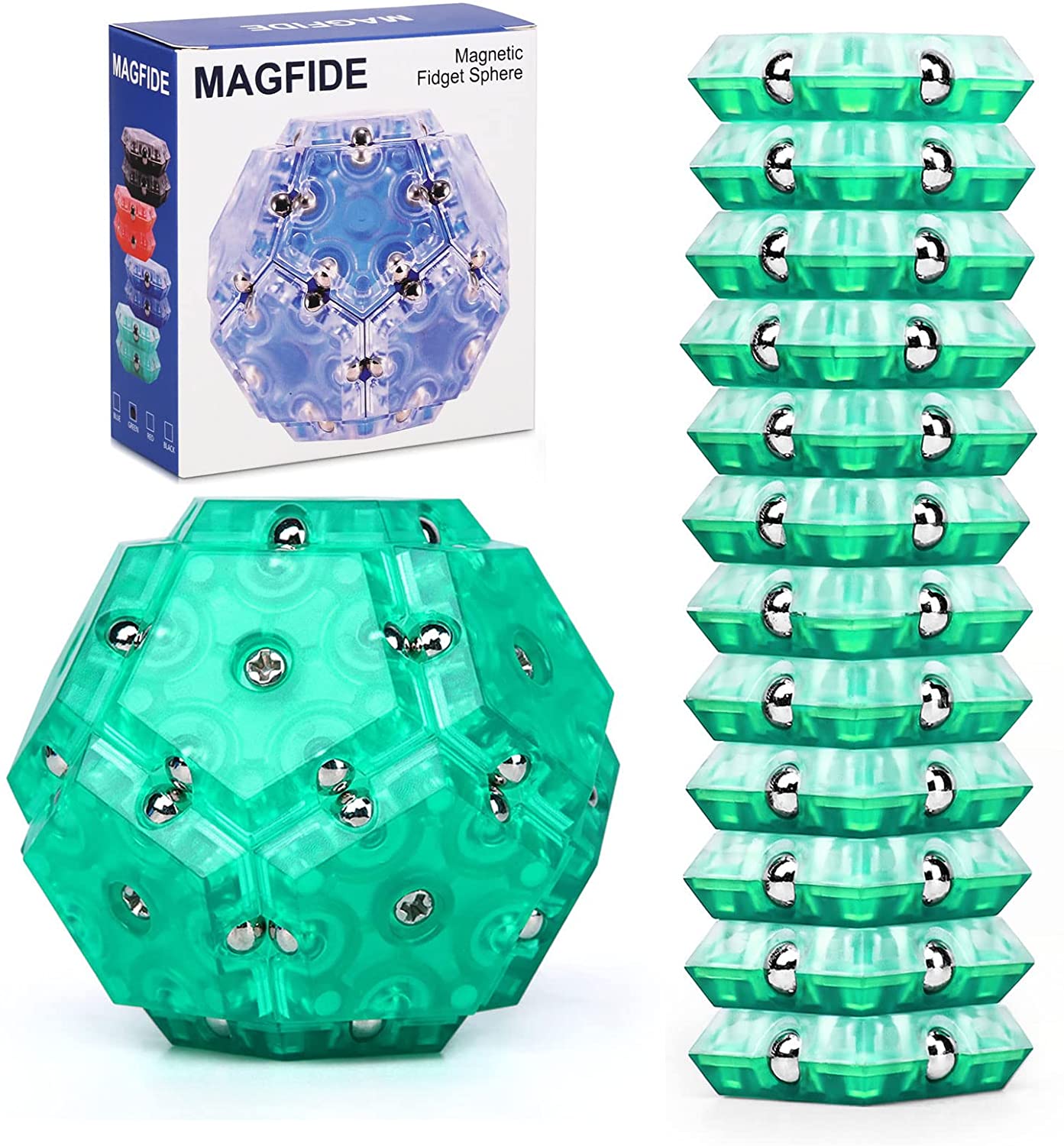 Magnetic Fidget Sphere Pentagons Magnet Tiles Building Block Stress Relief Ball - Homeware Discounts