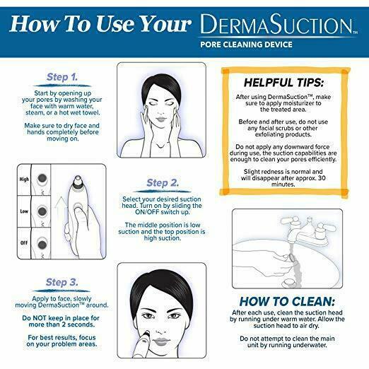 Derma Suction Blackhead Remover Pore Vacuum Cleaner, Facial Pore Cleanser Sucker Spot Pimple Whitehead Black Head Deep Suction - Homeware Discounts