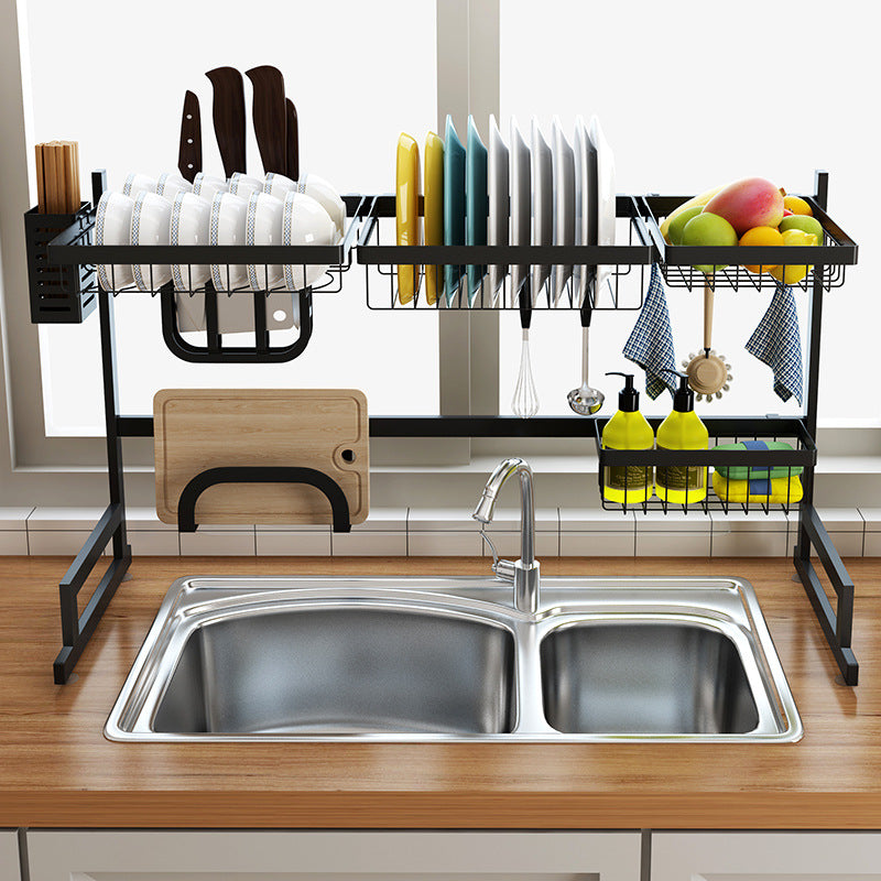 Dish Rack Over The Sink 86.5CM Stainless Steel Kitchen Multipurpose Utensils Holder - Homeware Discounts