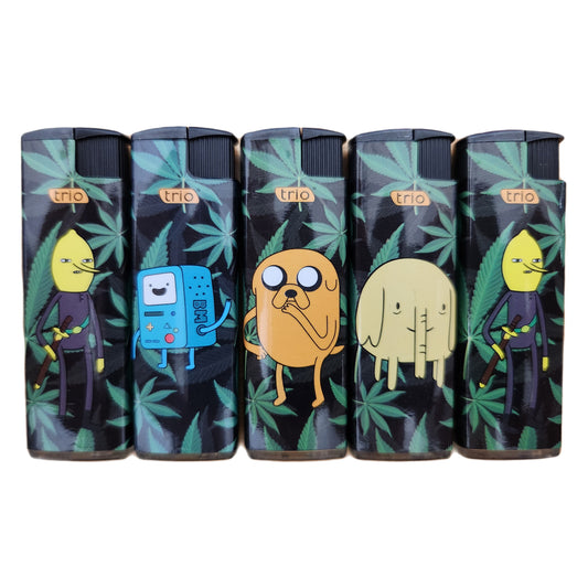 5 Pack TRIO cigarette lighter Adventure Time Design Disposable JET Gas Lighters Windproof - Homeware Discounts