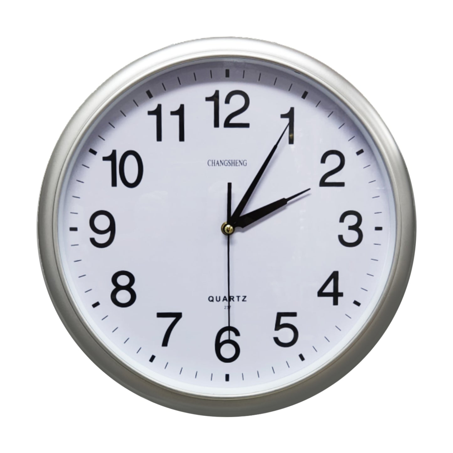 Concise Silent Non-Ticking Round Wall Clock Quartz- Silver 36CM - Homeware Discounts