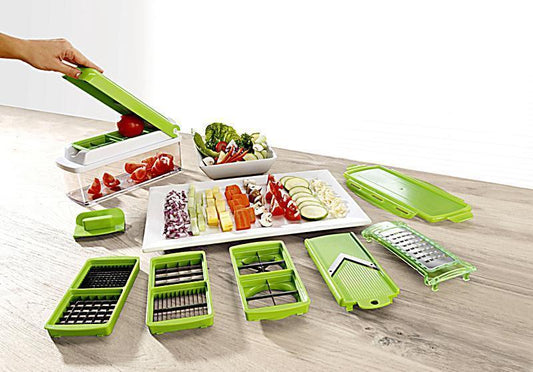 Premium Fruit Vegetable Slicer Nicer Dicer Food Chopper Cutter Peeler 12in1 - Homeware Discounts