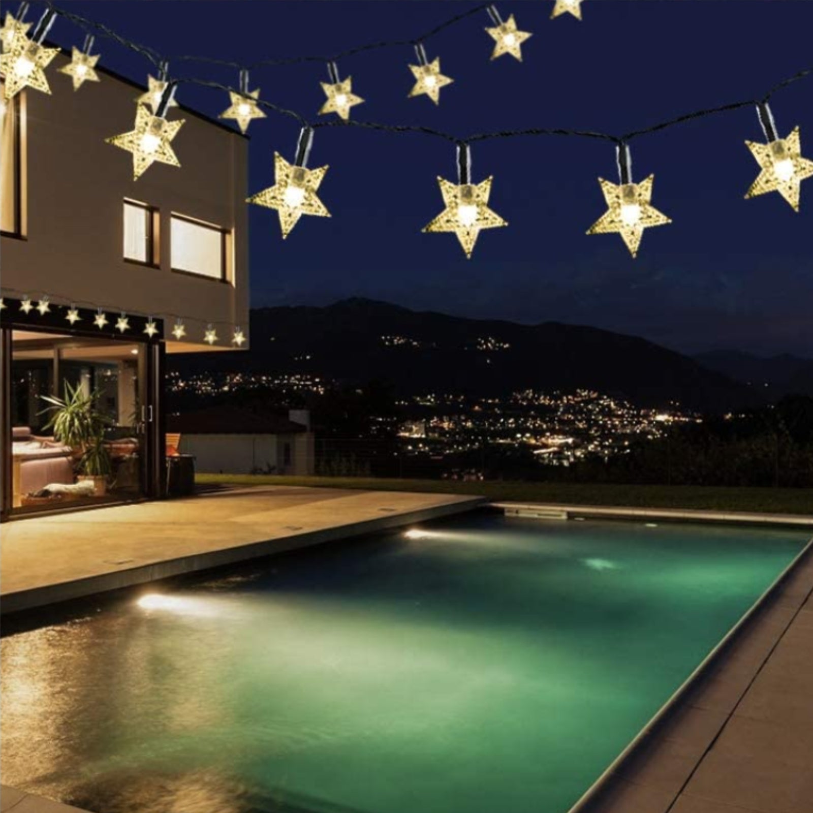 10M Solar Christmas Lights Outdoor Garden Globe Star Multicolour LED - Homeware Discounts