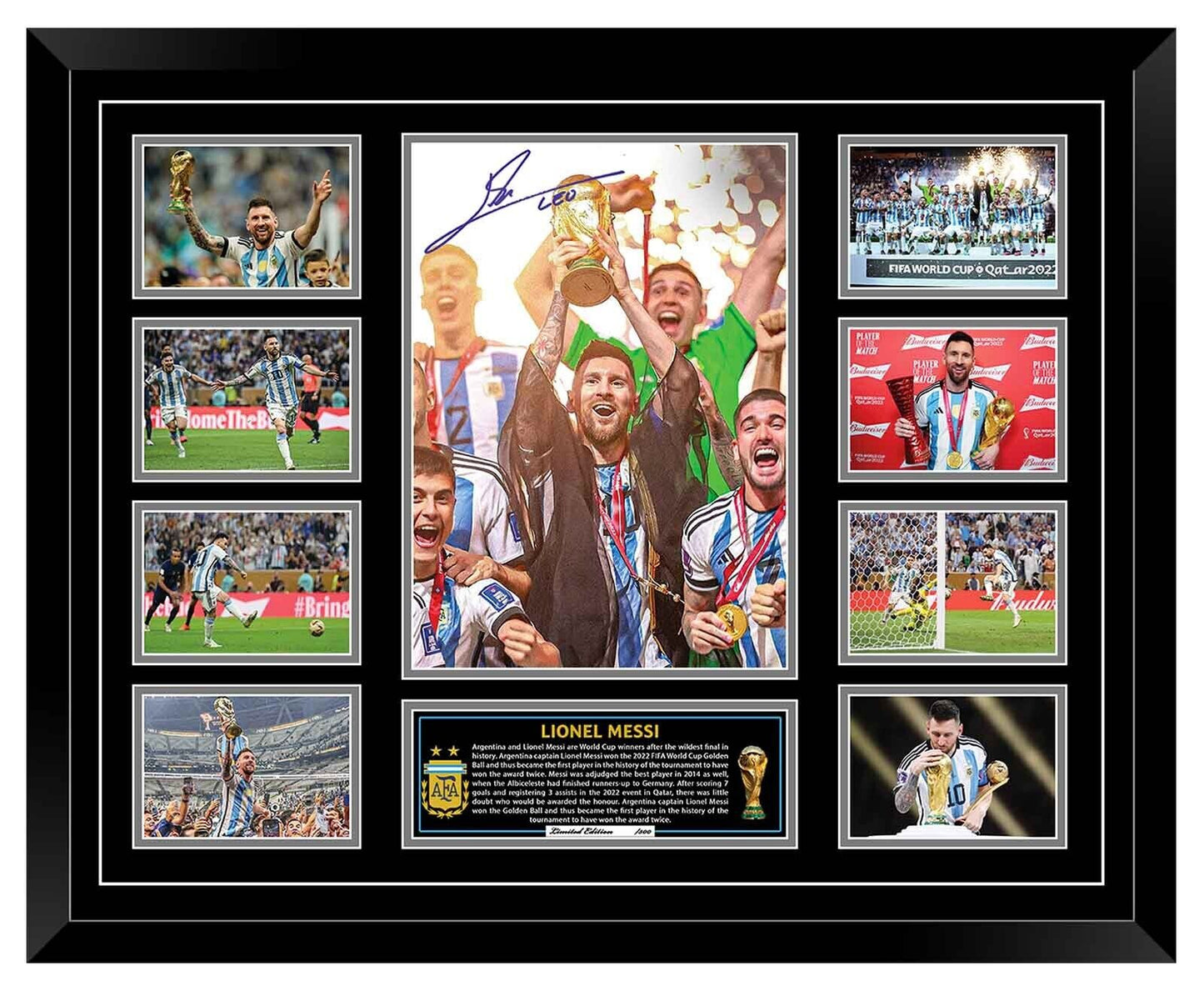2022 World Cup Winners ARGENTINA LIONEL MESSI  Soccer Football Limited Photo Memorabilia Frame - Homeware Discounts