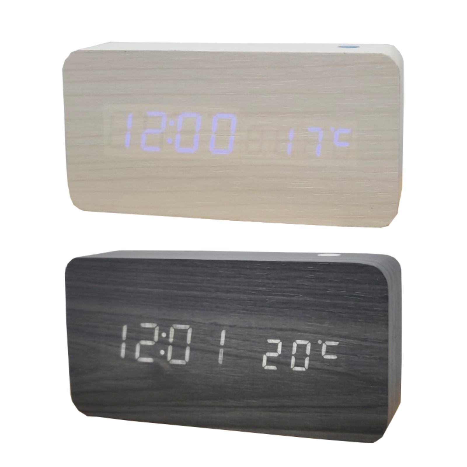 Digital LED Wooden USB Clock Alarm Date Temperature - Homeware Discounts