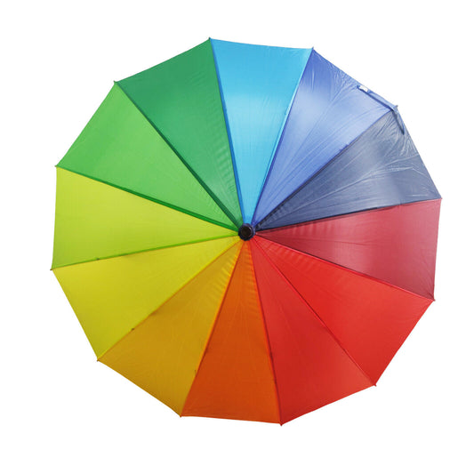 Jumbo Sized 93CM Rainbow Umbrella Auto Open Anti UV Rain Waterproof - Homeware Discounts